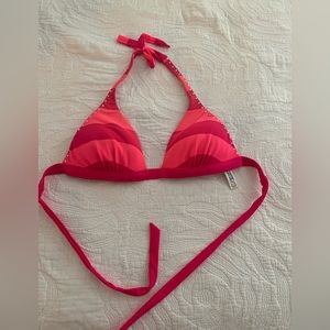 Victoria’s Secret PINK pink on pink rhinestone embellished tie bikini top. Large